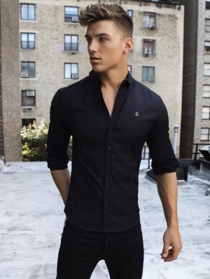 Black Blakely Farringdon Fitted Stretch Shirt | NJL609427