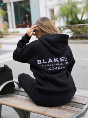 Black Blakely Women's Sports Club Relaxed Hoodie | ZDS485179