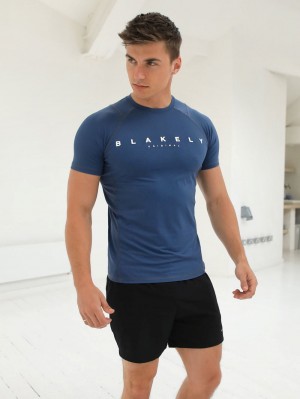 Blue Blakely Apex Active T-Shirt | IOP450316