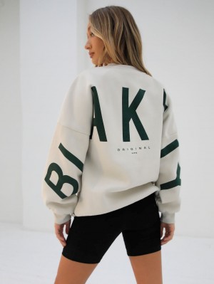 Chalk & Forest Green Blakely Isabel Oversized Jumper | KGZ491076