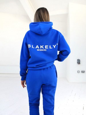 Cobalt Blue Blakely Women's Members Relaxed Hoodie | YJE150384