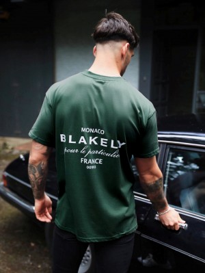 Dark Green Blakely Monaco Relaxed T-Shirt | OIS571248