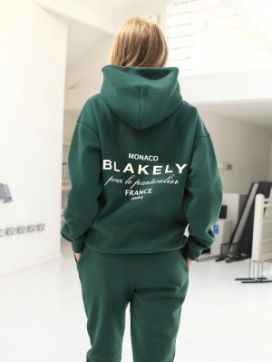 Dark Green Blakely Monaco Women's Relaxed Hoodie | VSB153279