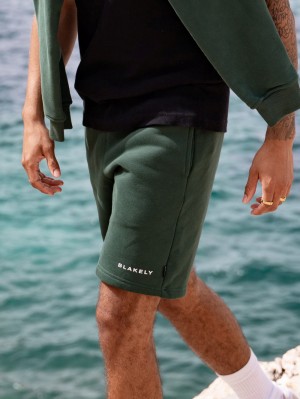 Dark Green Blakely Riviera Initial Jogger Shorts | TVF382165