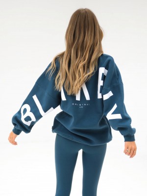 Dark Teal Blakely Isabel Oversized Jumper | UXA096123