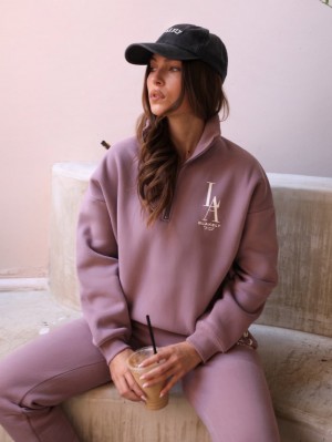 Dusty Pink Blakely Studio 1/4 Zip Jumper | DIR120856