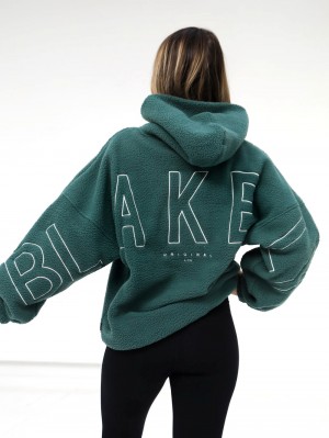 Green Blakely Borg Isabel Oversized Hoodie | UXJ074528