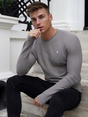 Grey Blakely Mason Knit Jumper | ZNG238546