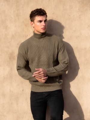 Khaki Blakely Hemsworth Roll Neck Jumper | ASX405278