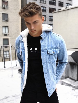 Light Blue Blakely Camden Hooded Denim Jacket | DTW315892