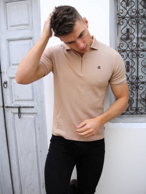 Light Brown Blakely Amot Textured Polo Shirt | JXY968571