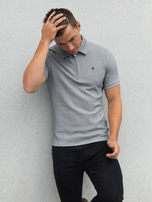 Marl Grey Blakely Toulon Textured Polo | MUZ572864