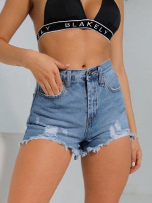 Mid Blue Blakely Emery Denim Shorts | JQB192348