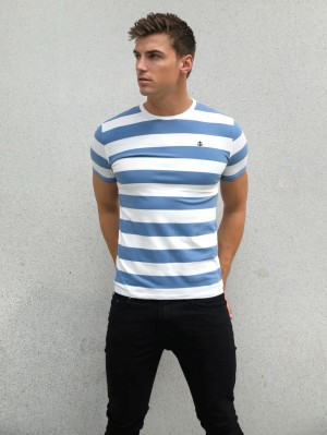 Mid Blue Blakely Loano Stripe T-Shirt | YFO503672