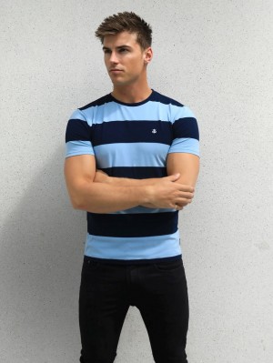 Navy Blakely Alassio Stripe T-Shirt | ZWA467093