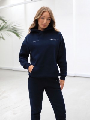 Navy Blue Blakely Life & Style Oversized Hoodie | YEX273049