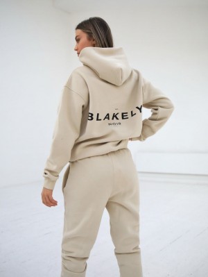 Soft Beige Blakely Noir II Women's Relaxed Hoodie | VPI237658