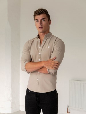 Tan Blakely Furbank Fitted Stretch Shirt | EVD469735