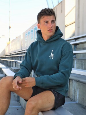 Teal Green Blakely Sports Club Relaxed Hoodie | DRL470265