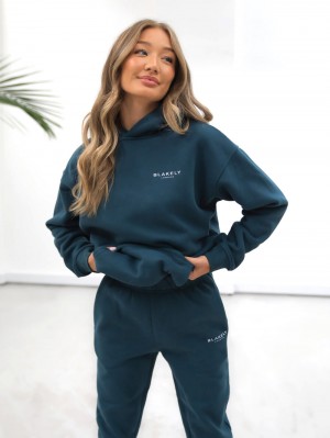 Teal Green Blakely Universal Women's Relaxed Hoodie | RSJ961520