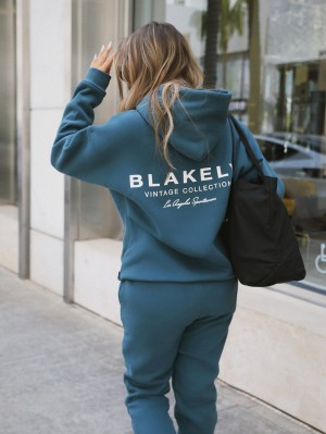 Teal Green Blakely Women's Sports Club Relaxed Hoodie | QKC978156