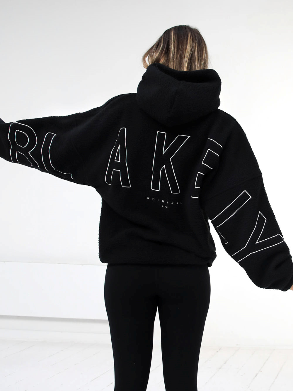 Black Blakely Borg Isabel Oversized Hoodie | LAK749820