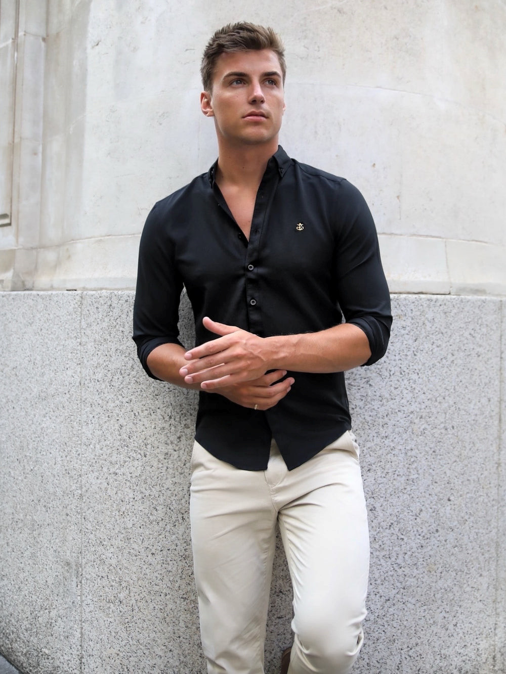 Black Blakely Farringdon Fitted Stretch Shirt | NJL609427