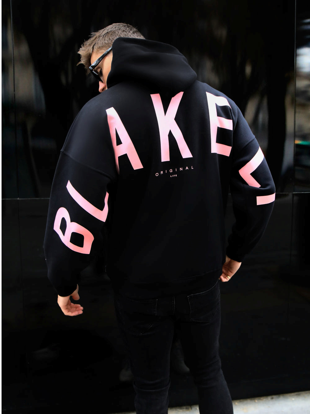 Black & Pink Blakely Members Idris Oversized Hoodie | DCB674920