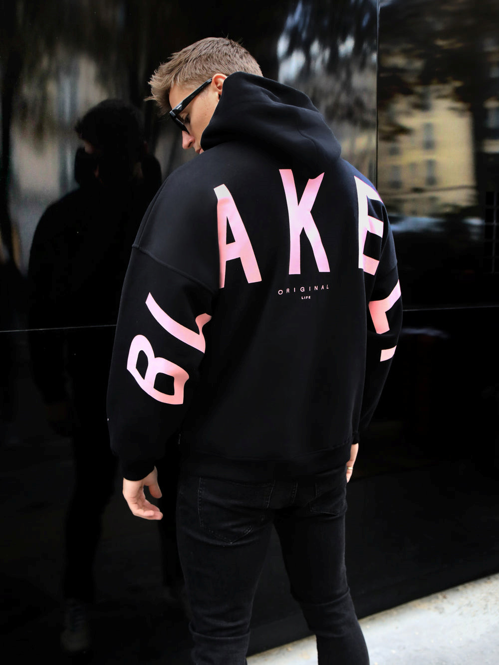 Black & Pink Blakely Members Idris Oversized Hoodie | DCB674920