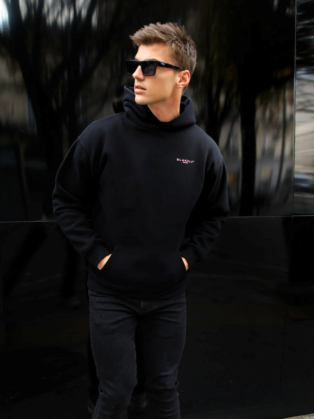 Black & Pink Blakely Members Relaxed Hoodie | BFQ817064