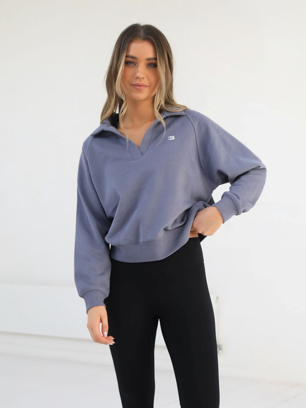 Blue Blakely Initial V-Neck Jumper | KQE061437