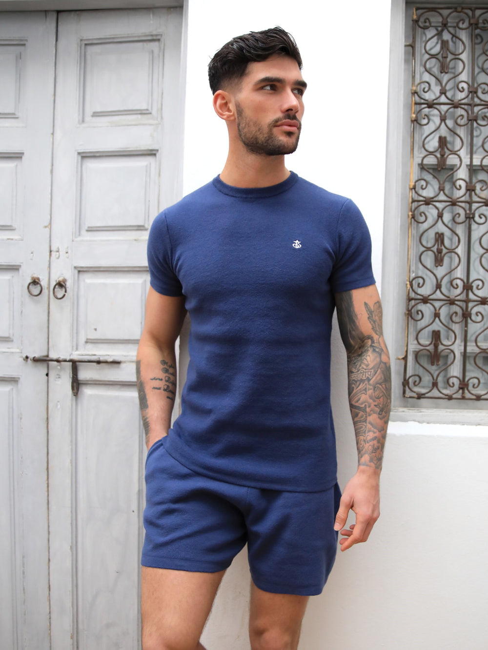 Blue Blakely Riad Knitted T-Shirt | UDF913506