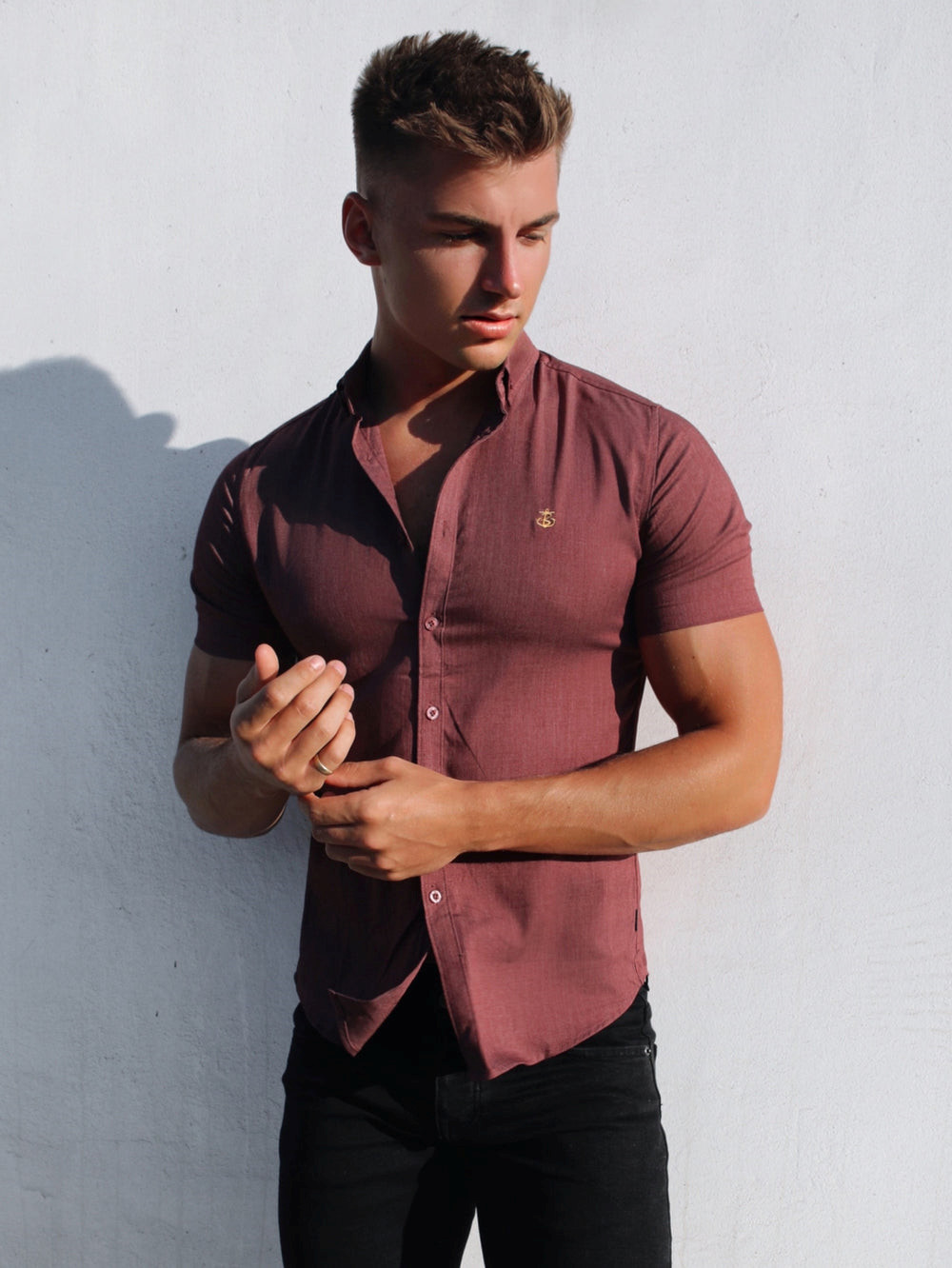 Burgundy Blakely Brisbane Short Sleeve Shirt | CFX704582