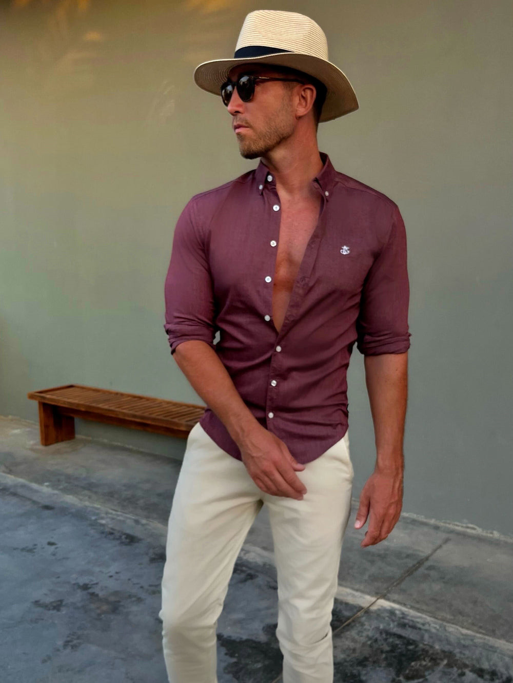 Burgundy Blakely Maidstone Fitted Stretch Shirt | EOZ284107