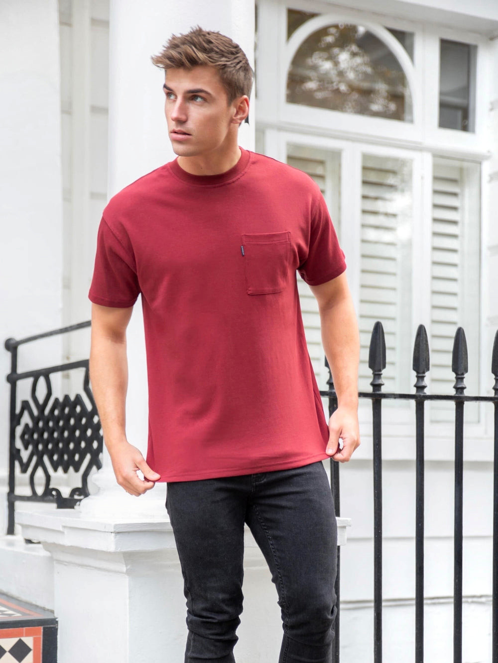 Burgundy Blakely Relaxed Pocket T-Shirt | WBZ819236