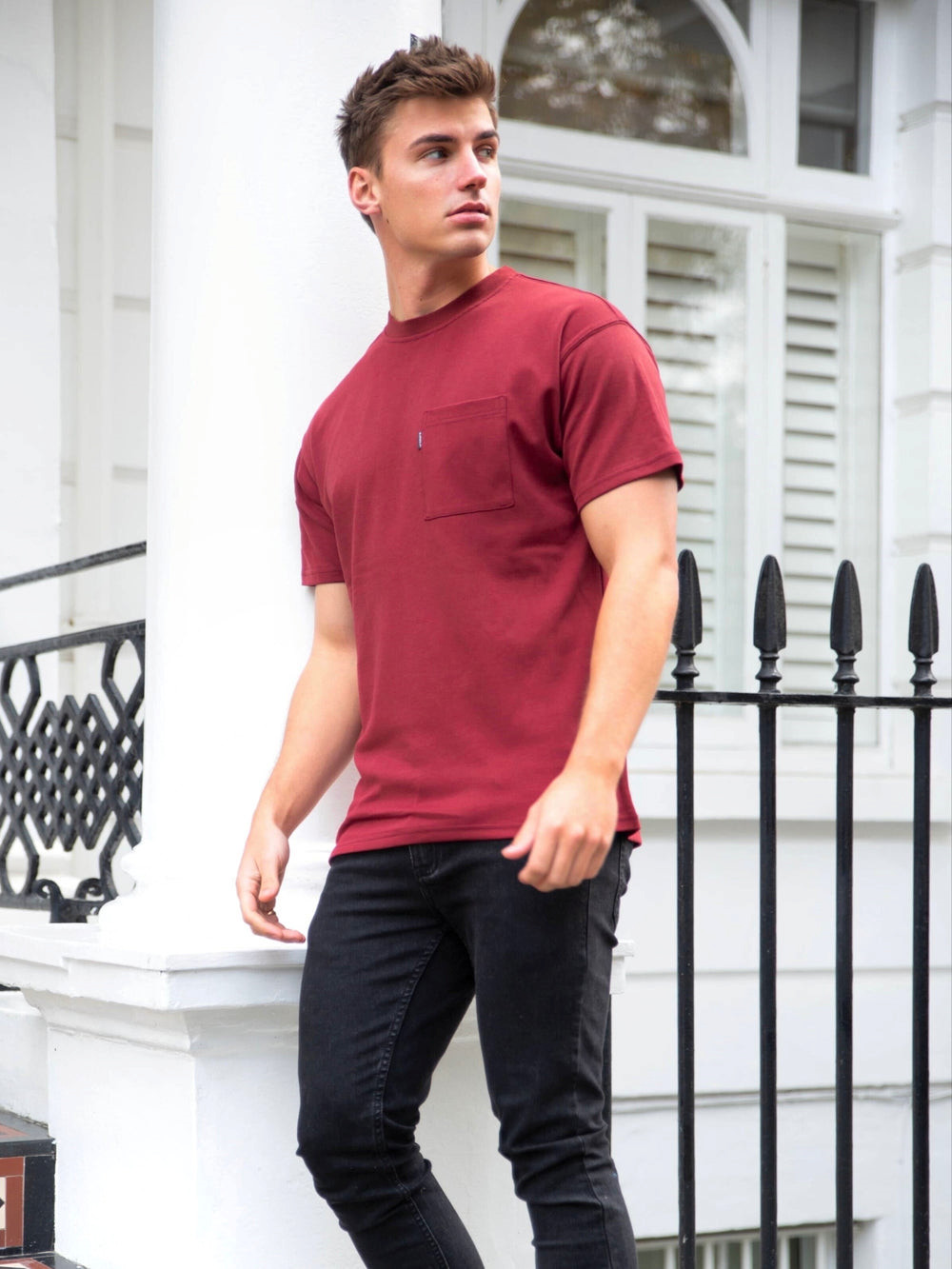 Burgundy Blakely Relaxed Pocket T-Shirt | WBZ819236