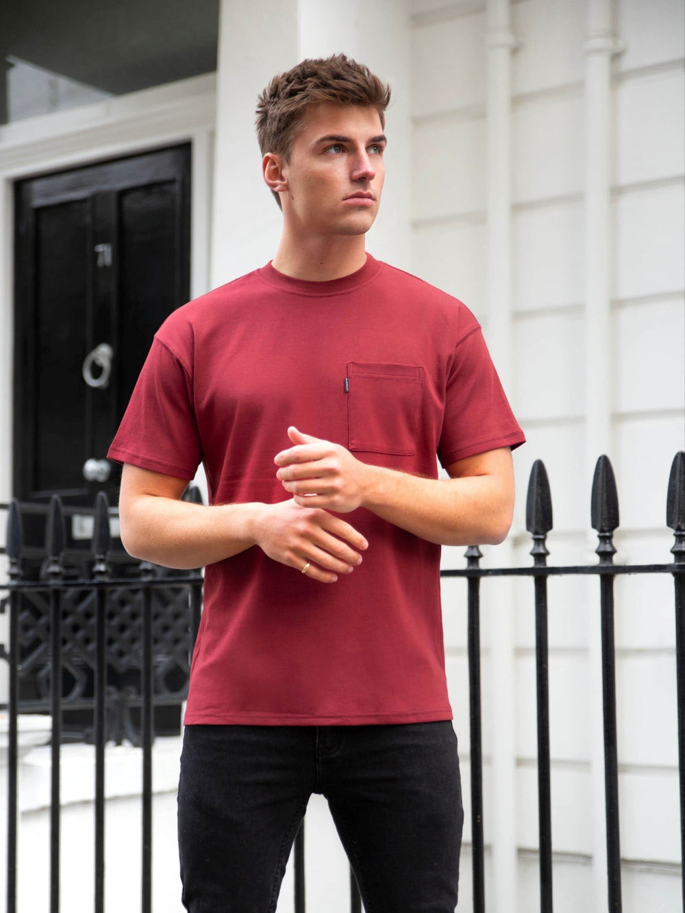 Burgundy Blakely Relaxed Pocket T-Shirt | WBZ819236