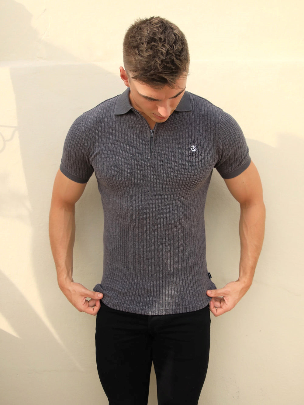 Charcoal Blakely Anzi Textured Polo | WDP513479