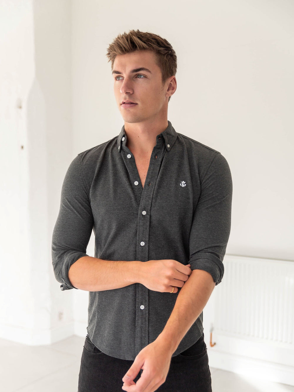 Charcoal Blakely Arlo Soft Stretch Shirt | XSU861207