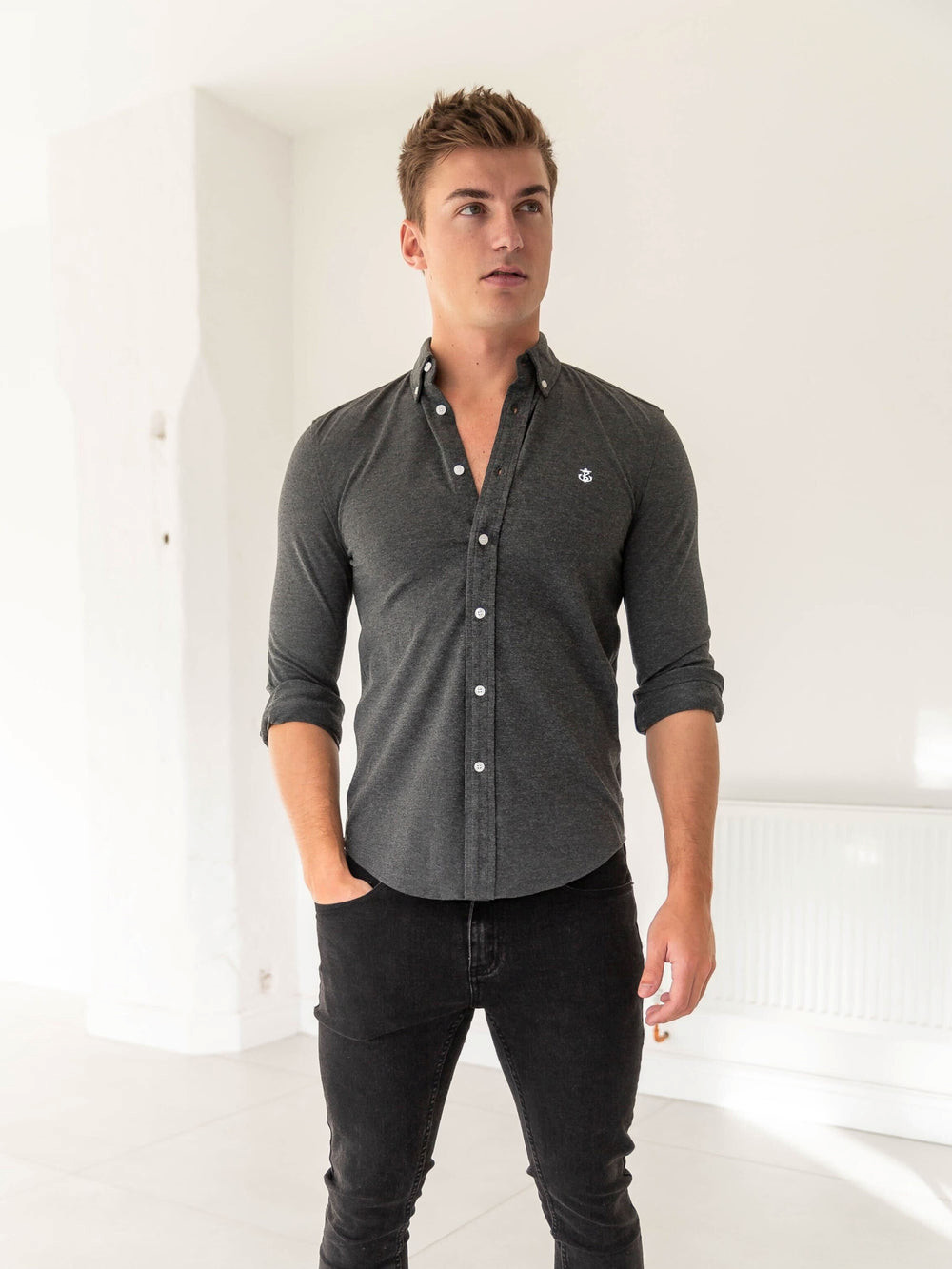 Charcoal Blakely Arlo Soft Stretch Shirt | XSU861207