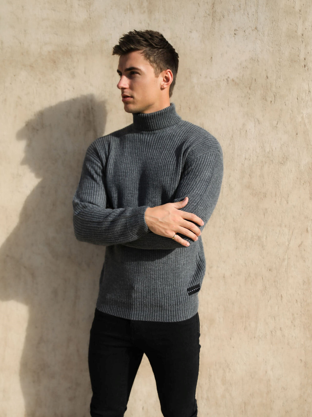 Charcoal Blakely Hemsworth Roll Neck Jumper | RWF329487