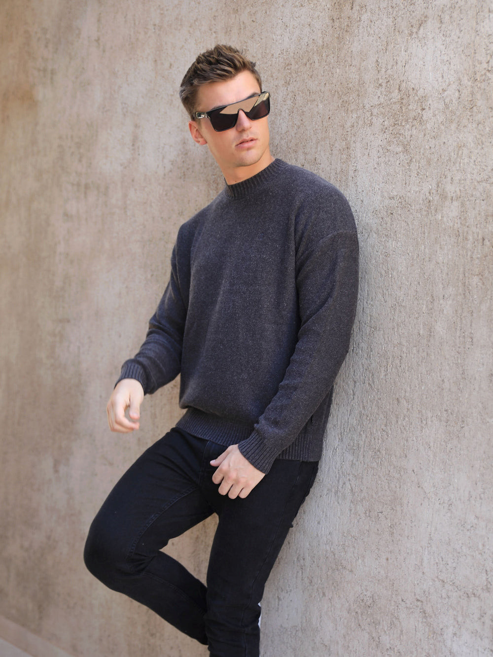 Charcoal Blakely Huxley Knit Jumper | QVL968301