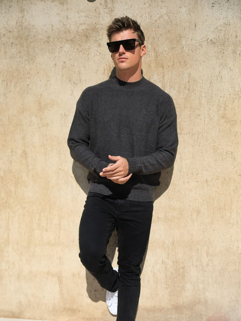 Charcoal Blakely Huxley Knit Jumper | QVL968301