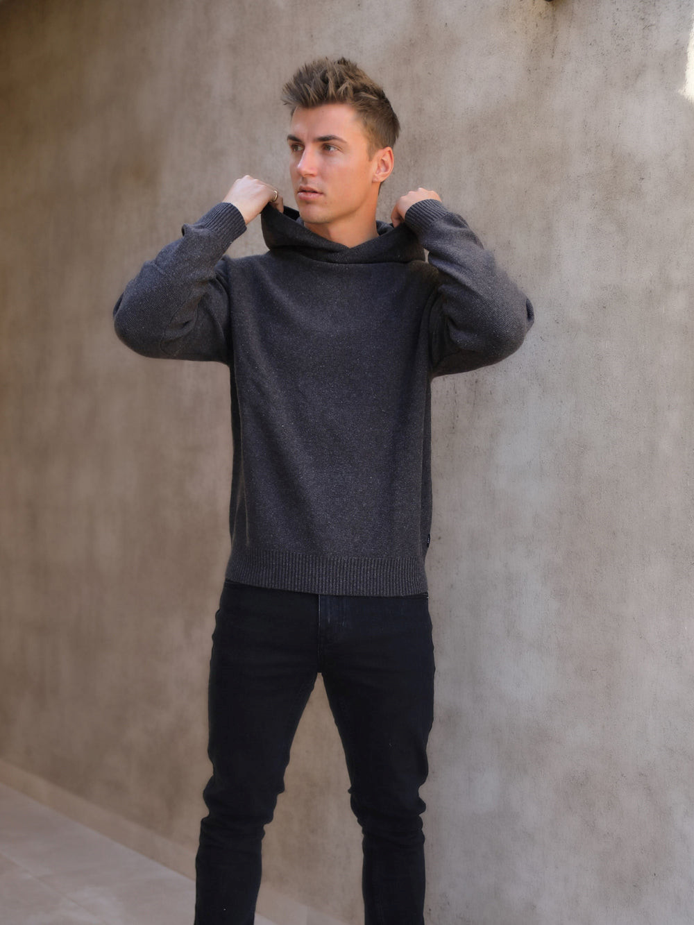 Charcoal Blakely Huxley Knitted Hoodie | ITS278504