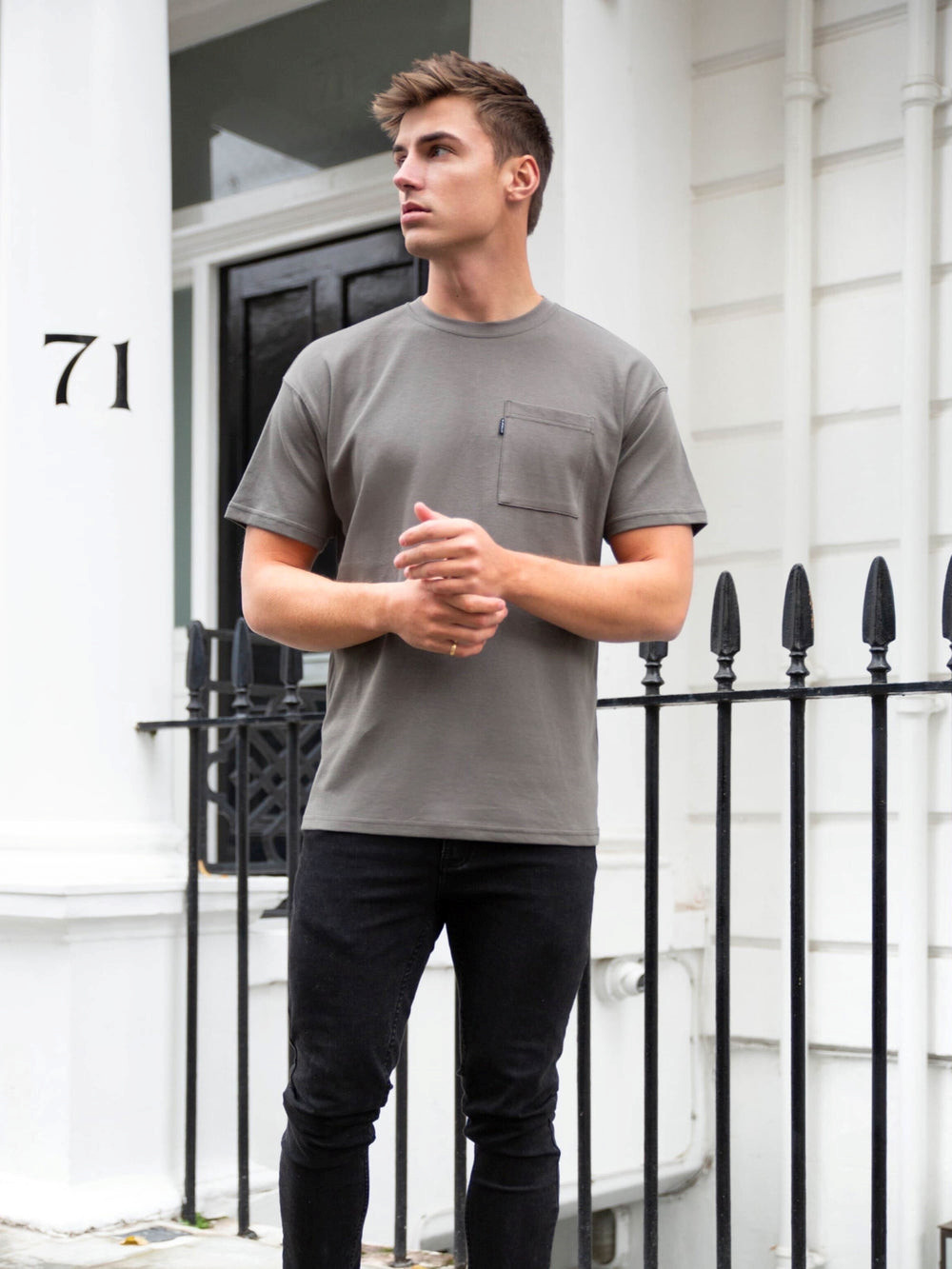 Charcoal Blakely Relaxed Pocket T-Shirt | BMH405237