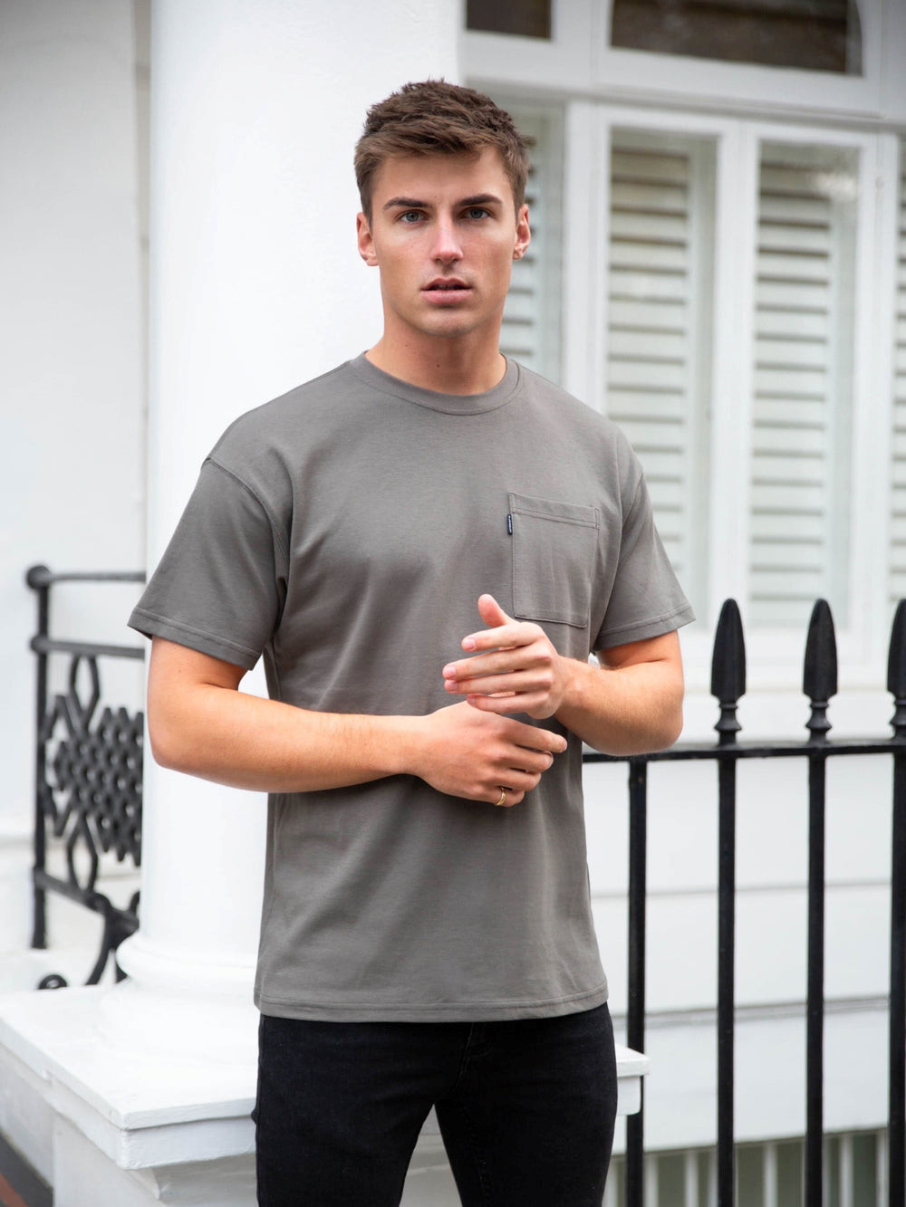 Charcoal Blakely Relaxed Pocket T-Shirt | BMH405237