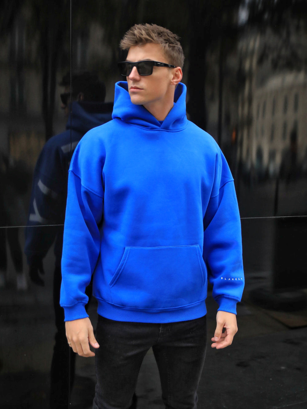 Cobalt Blue Blakely Members Idris Oversized Hoodie | TDW648293