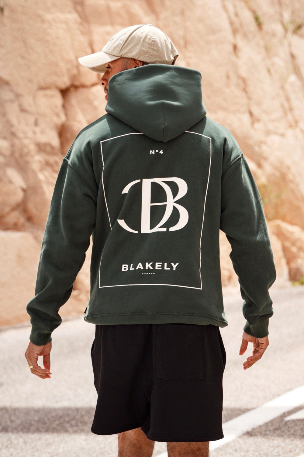 Dark Green Blakely Riviera Initial Relaxed Hoodie | NUR701932