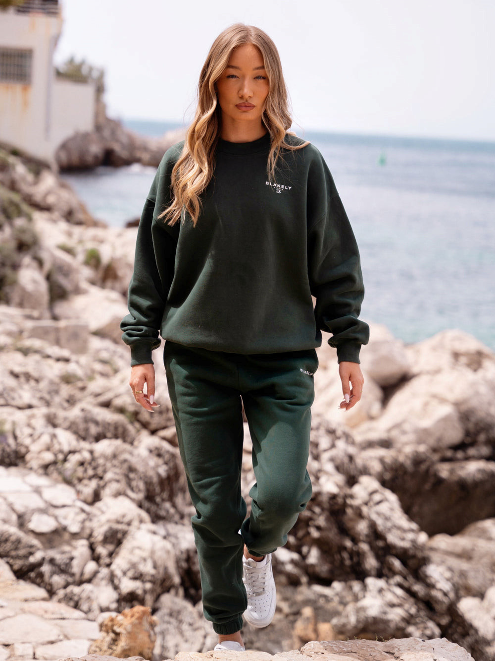 Dark Green Blakely Riviera Initial Women's Jumper | IQE407291