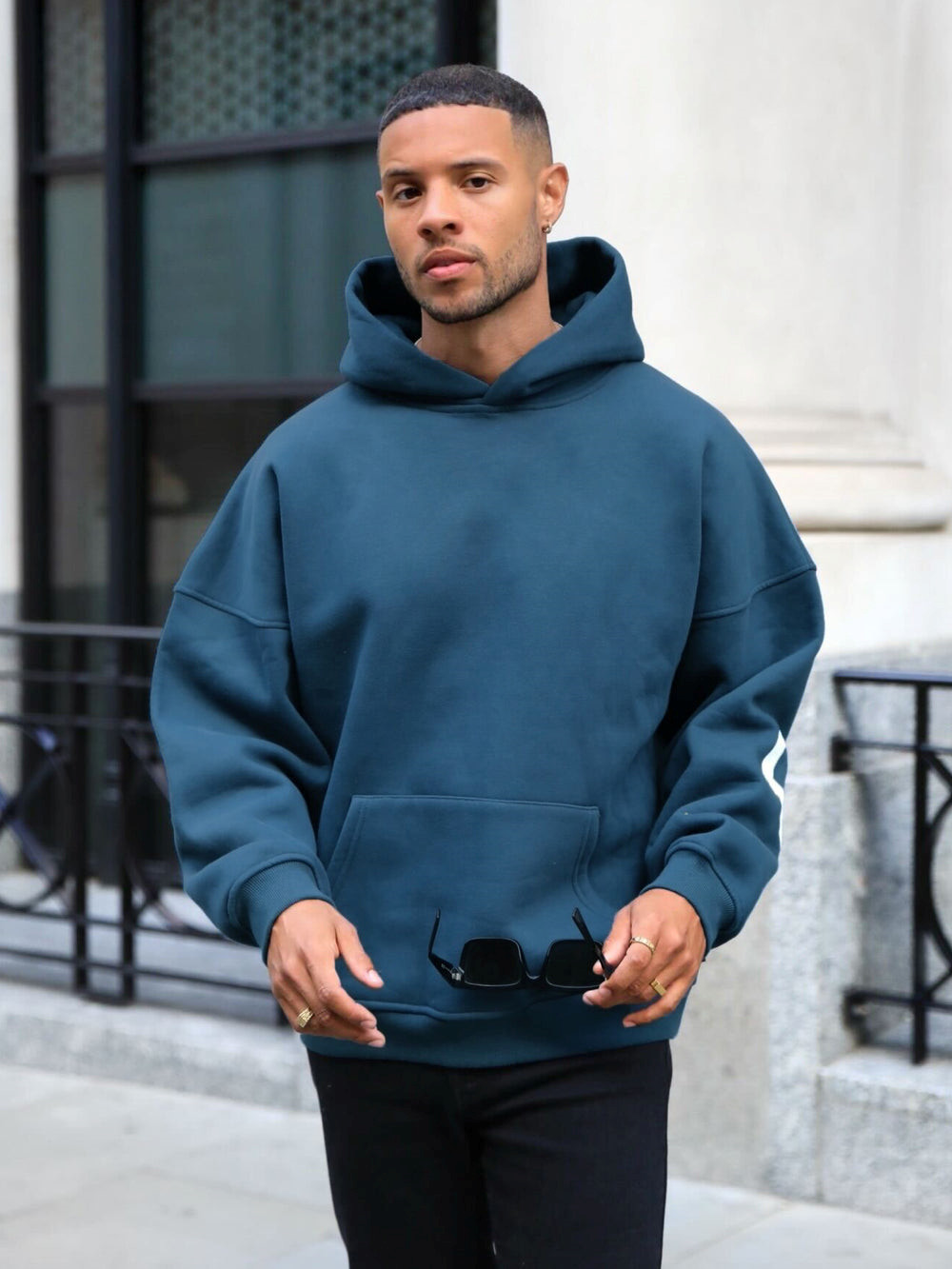 Dark Teal Blakely Idris Oversized Hoodie | AJC140958